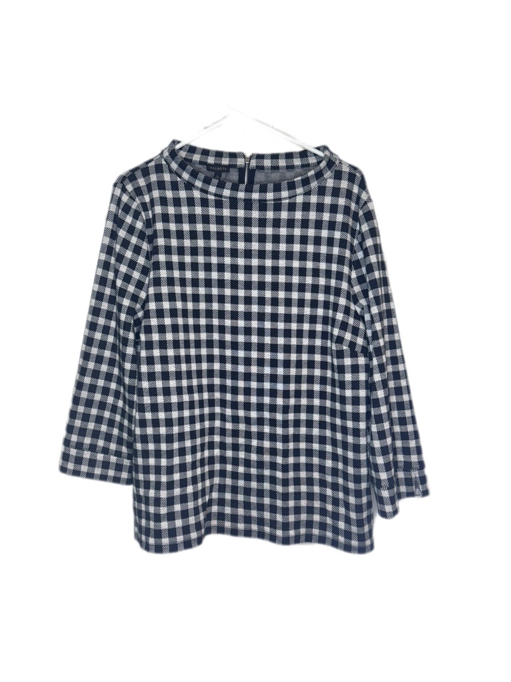 Talbots Black and White Gingham Mock neck Sweater